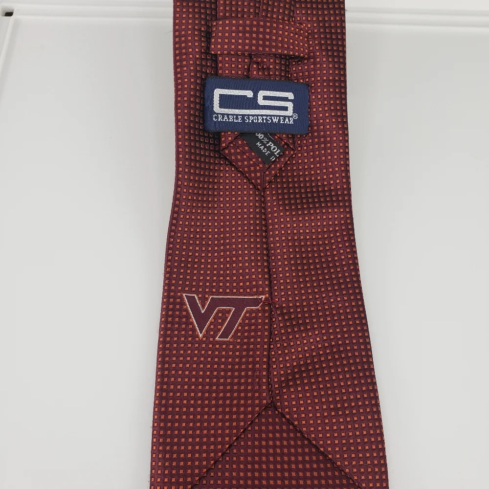 Virgina Tech Orange and Maroon  tie. 100% polyester - Picture 5 of 5